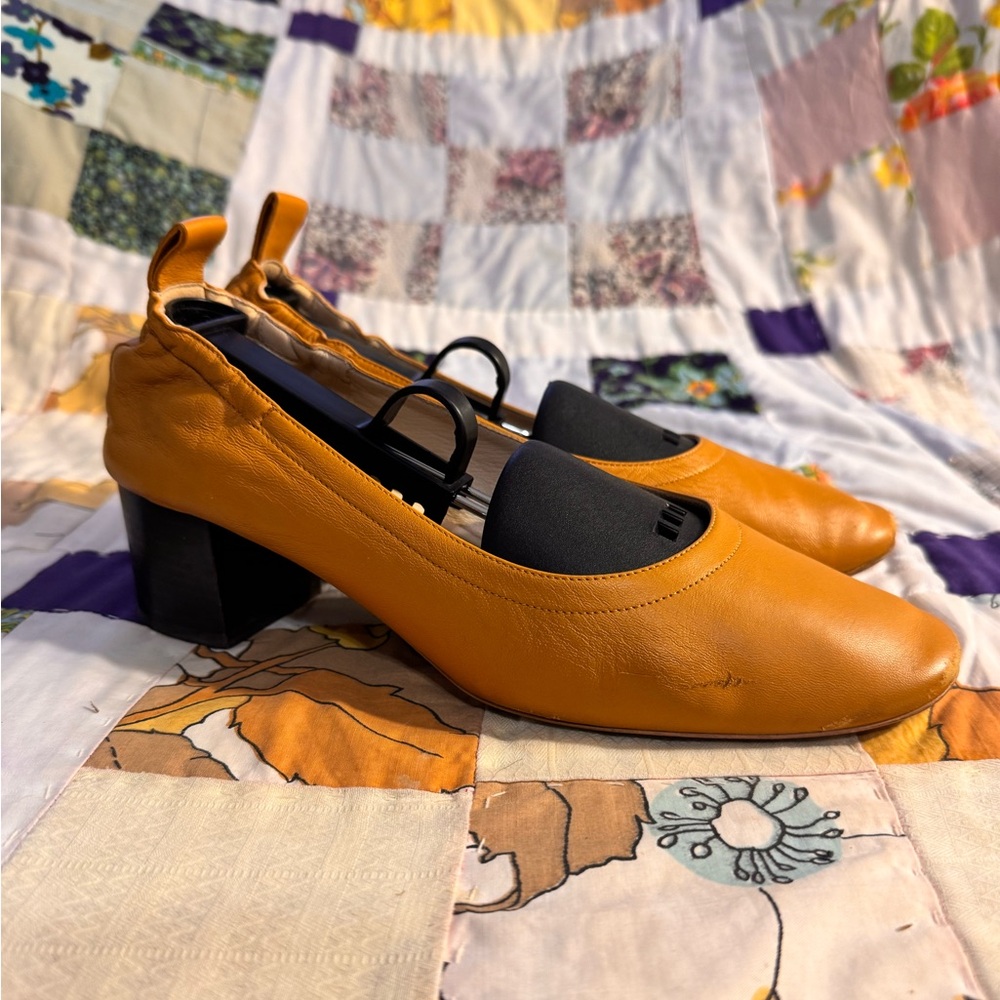 Everlane The Day Heel - Honey Yellow Italian Leather